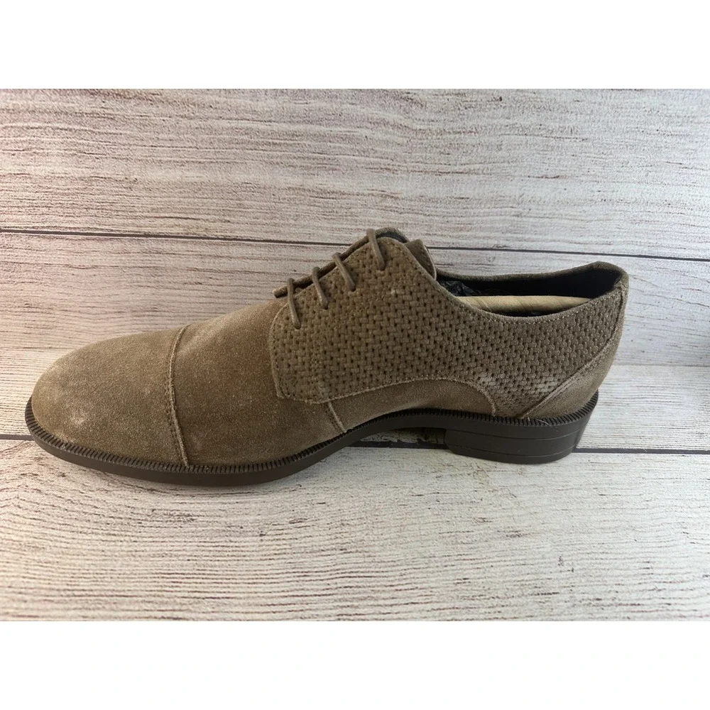 HUGO BOSS Men's Taupe Tayil Suede Leather Derby Oxford Dress Shoes US 7.5